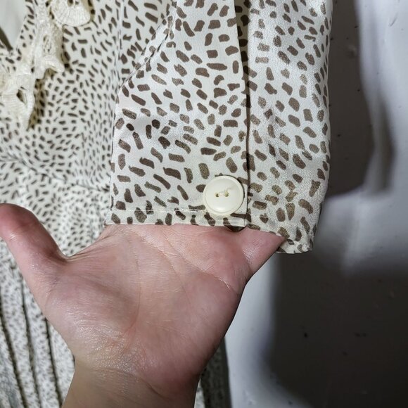 Vintage Positive Influence Womens Animal Print Pleated Dress Small Dainty Lace - Picture 11 of 11